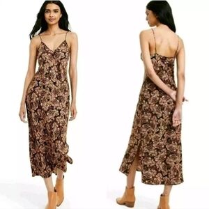 Nili Lotan‎ Target Brown Paisley Spaghetti Strap Slip Dress Size 1X